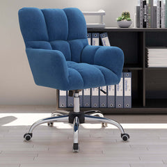 Modern office chair in cotton and linen upholstery with swivel function and adjustable height for comfort