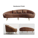 Modern 63" Pink Velvet Curved Sofa Gold Metal Toss Pillow Included