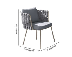 Gray durable modern aluminum and rattan outdoor patio dining chairs