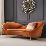 92.9" Modern Orange Velvet Upholstered Large 3Seater Curved Sofa
