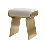 Upart Modern Beige Backless Vanity Stool Leathaire Upholstery Stainless Steel Frame