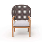 7-piece natural teak wood outdoor dining set with rattan armchair