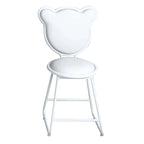 Pair of White Velvet Upholstered Dining Chairs Vanity Stools with Backrest in Bear Shape