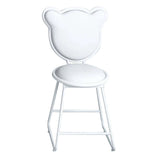 White Velvet Upholstered Dining Chair Vanity Stool with Backrest Bear Shape Set of 2