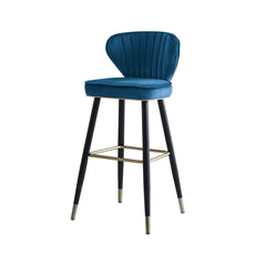 Modern blue velvet counter height bar stools with back for elegant kitchen seating