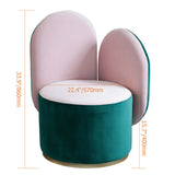 Modern Green & Pink Velvet Sidechair Upholstered Single Chair Gold Base Metal
