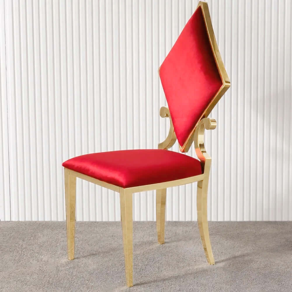 Modern velvet dining chair with golden legs in luxurious poker style for elegant home decor