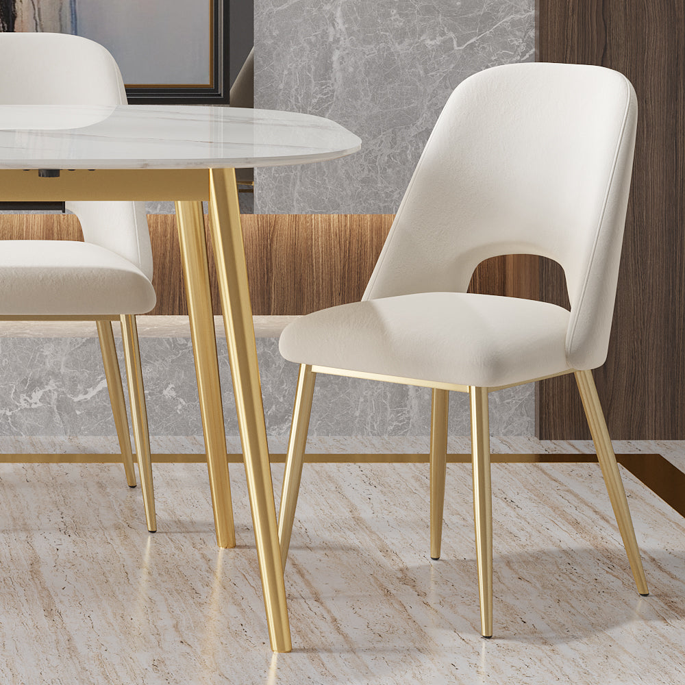 QUINJAY Juego de 2 sillas de comedor modernas de terciopelo, sillas de  comedor tapizadas doradas con respaldo hueco, sillas de comedor con patas