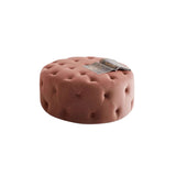 Tufted Ottoman Light Gray Velvet Coffee Table Tufted Cocktail Round Pouf Small