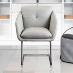 Ergonomic Gray Faux Leather Task Chair with Tufted Design for Office Desk