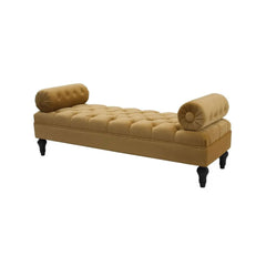 Classic design retro arm bench with velvet upholstery and wooden frame