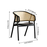 Black Modern Rattan Dining Chair Curved Back Dining Chair