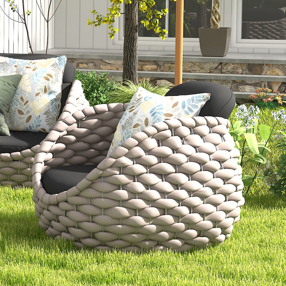 Chaise de jardin PEACOCK Corde souple et coussin gris