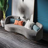 Modern 102.4" Gray Velvet Upholstered 4Seater Sofa with Gold Legs & Solid Wood Frame