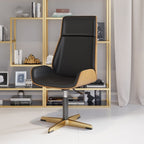 Black modern wooden executive writing desk and chair set for home office, 71 inches
