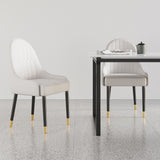 Modern PU Leather Set of 2 Dining Chairs in White & Orange with Metal Legs