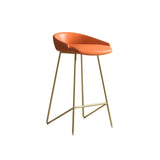 Modern Bar Stool PU Leather Upholstery Gold Finsh Bar Chair with Footrest