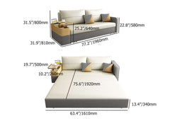 77 inch Beige and Gray Sleeper Sofa with Lift Top End Table Convertible Sofa Bed Detail