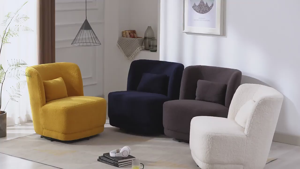 White/Blue/Brown/Yellow Nordic Swivel Boucle Sherpa Chair Modern Accent Sofa With High Back