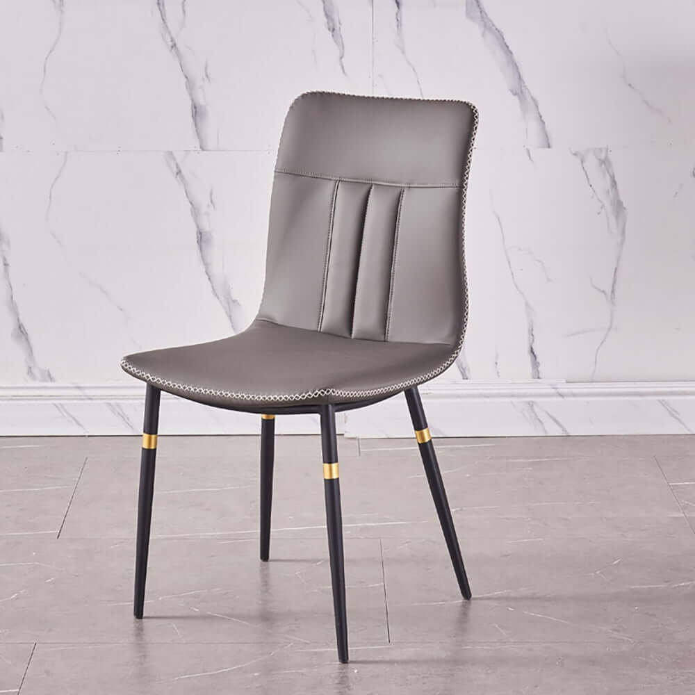 エレガントなモダンなハイバック張り地レザー ダイニングチェア、2個セット サブ画像