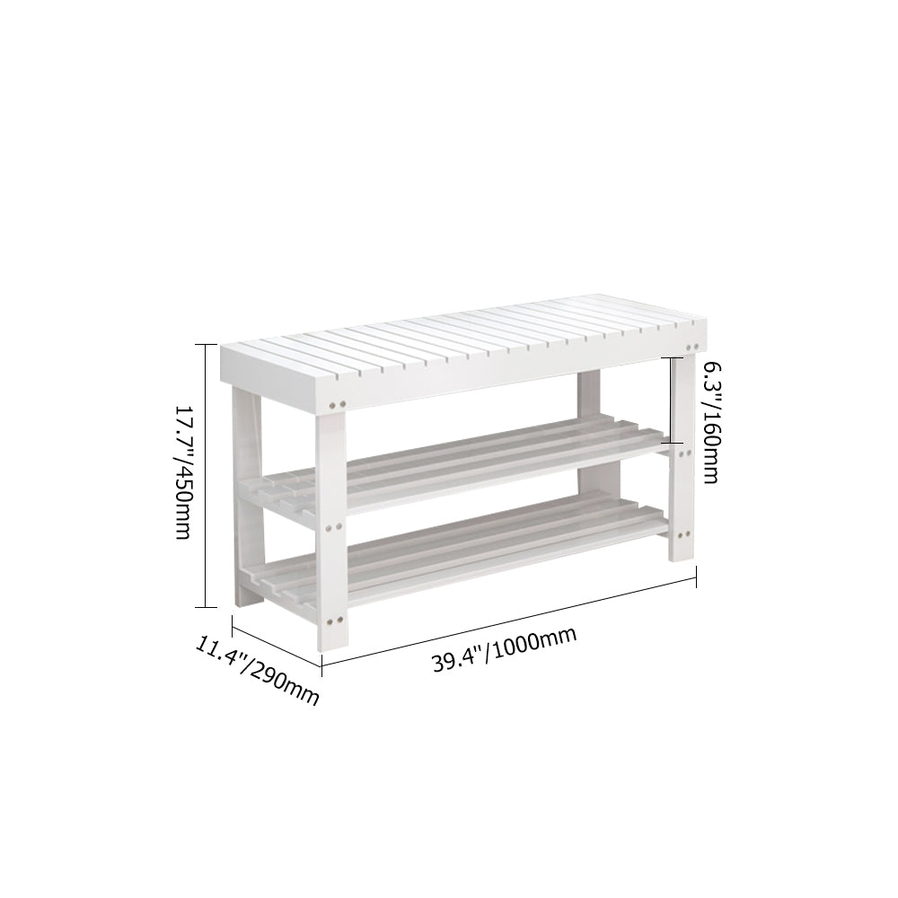 White Modern Entryway Shoe Rack with 2 Tier Shevles 39.4''