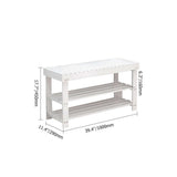 White Modern Entryway Shoe Rack with 2 Tier Shevles 39.4''