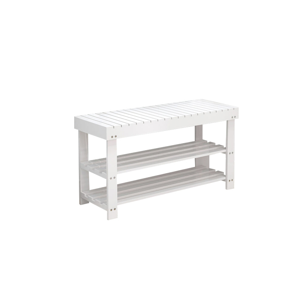 White Modern Entryway Shoe Rack with 2 Tier Shevles 39.4''