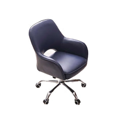 Adjustable Height Blue Swivel Office Chair Upholstered in Faux Leather