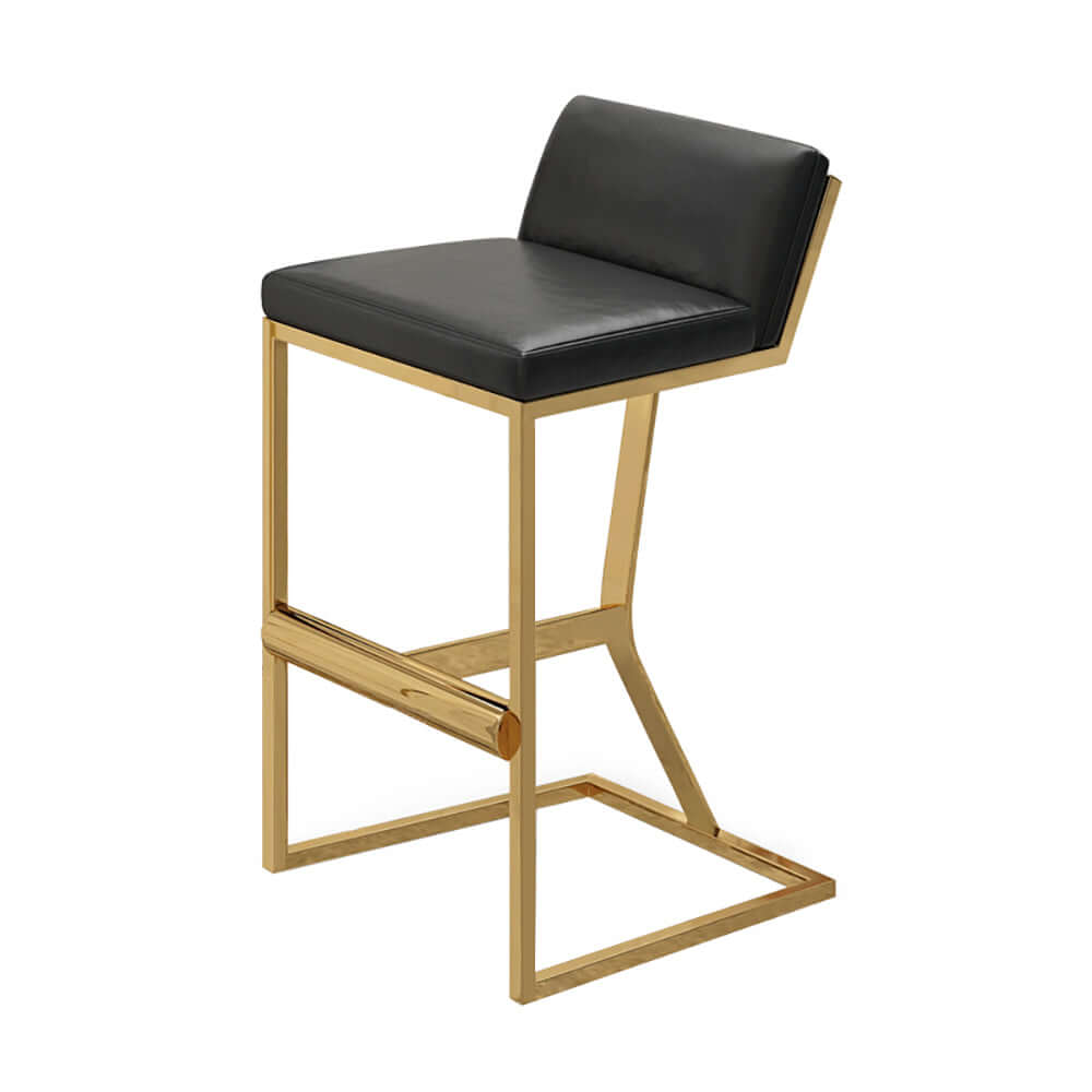 Fashionable White PU Leather Bar Stool & Counter Stool with Gold Legs and Footrest for Stylish Dining