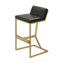 Fashionable White PU Leather Bar Stool & Counter Stool with Gold Legs and Footrest for Stylish Dining