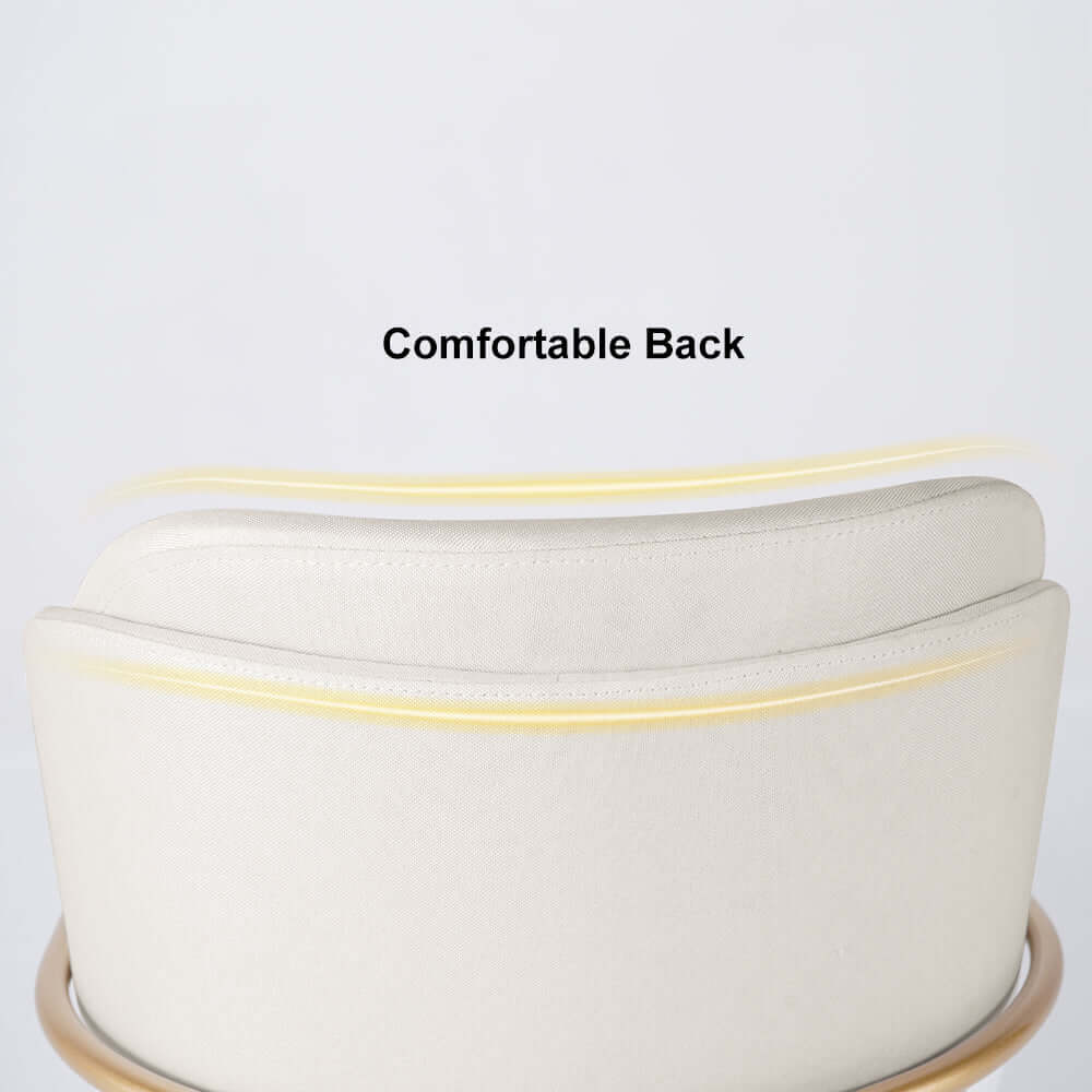 Stylish side chair with soft cotton & linen upholstery in white and elegant gold finish