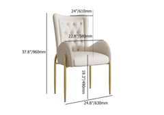 Oakic White PU Leather Upholstered Dining Chair Modern Tufted Wingback Chair with Arm - Elegant and comfortable wingback chair