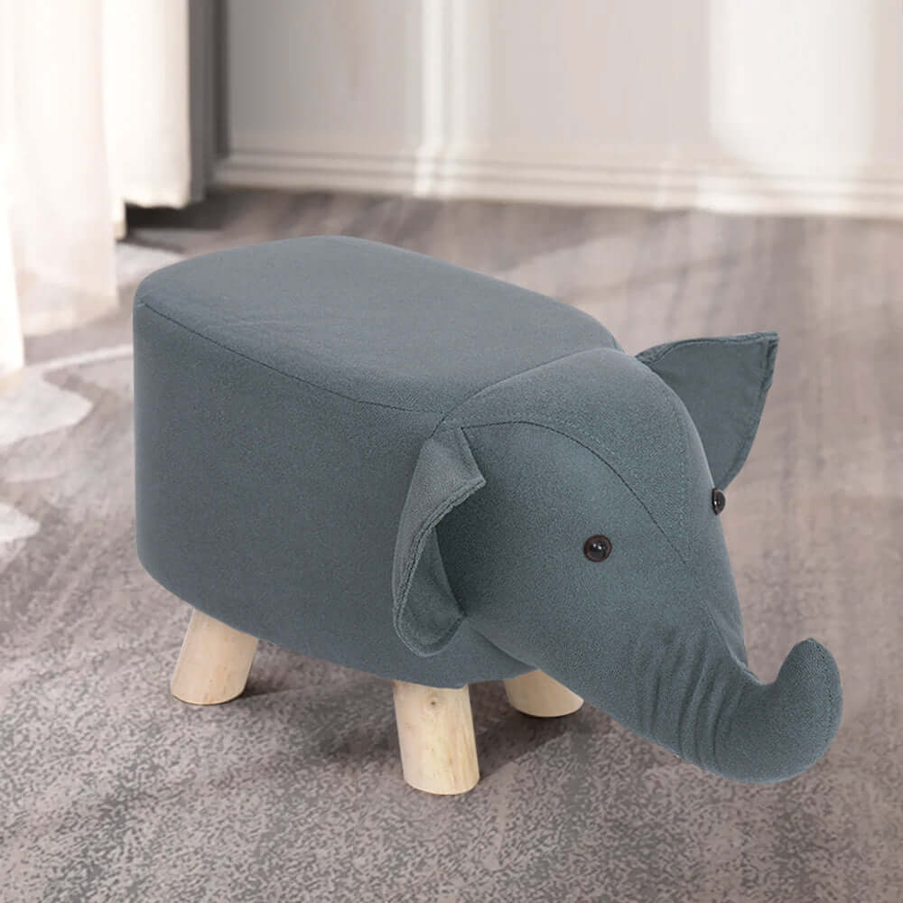 Unique elephant design leathaire upholstered solid wood stool for living room