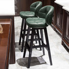 Set of 2 Black PU Leather Bar Stools with Back for Counter Height Kitchen Island