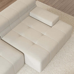 Stylish 133 inch LShaped Modern Off White Velvet Sectional Sofa