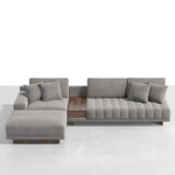 126" LShaped Blue Modular Sectional Sofa Chaise with Ottoman for Living Room