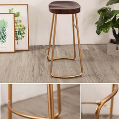 Modern Nature 29.5 inch Pine Wood and Metal Bar Stool with Gold Leg for Modern Industrial Home Decor