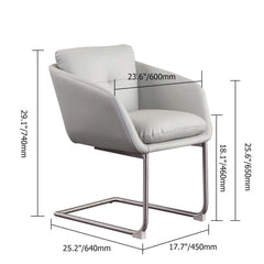 Stylish Gray Faux Leather Swivel Office Chair with Stainless Steel Base