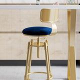 Modern Green Velvet Swivel Adjustable Counter Height Bar Stools Set of 2 with Back