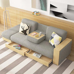 80.7 Gray Modern Full Sleeper Convertible Sofa with Storage