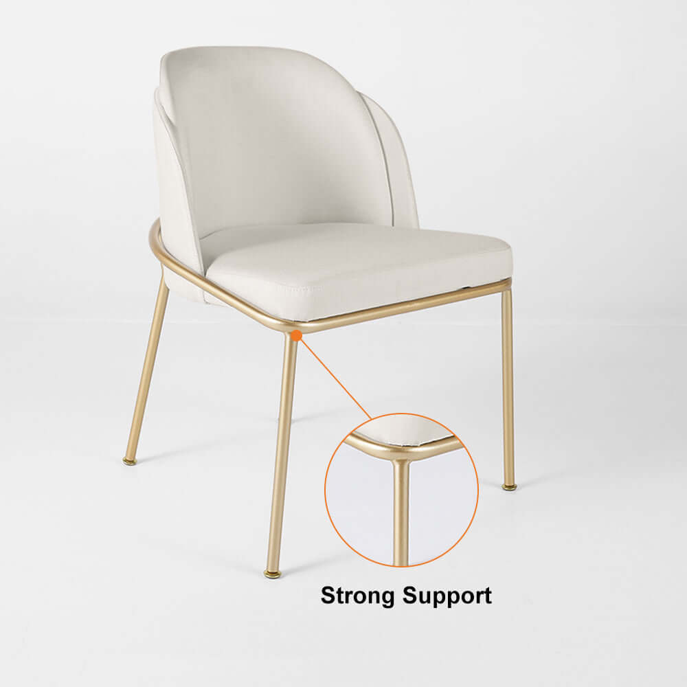 Luxurious modern side chair with soft cotton & linen upholstery in stunning gold color