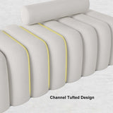 Modern Line Tufted Bench Upholstered Bench with Round Back Blue/White/Gray/Orange