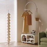 Art Deco Entryway Hall Tree with Storage Bench with Wheel in White & Silver