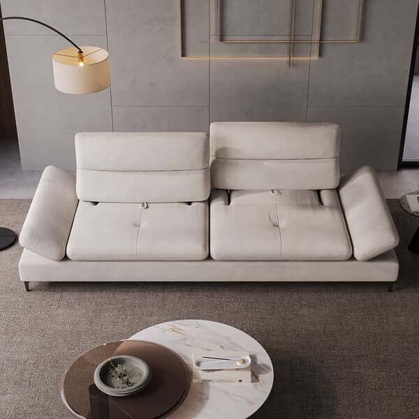 112.2 inch modern velvet extra deep seat 4 seater sofa with adjustable armrest and backrest for cozy living