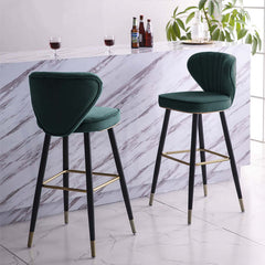 Luxurious blue velvet bar stools with back support for stylish kitchen seating