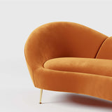 92.9" Modern Orange Velvet Upholstered Large 3Seater Curved Sofa