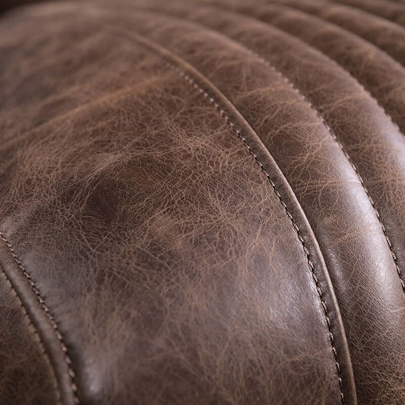 Vintage brown PU leather sofa with 3-seater industrial loft style