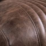 Zado Vintage Brown PU Leather Sofa Aviator 3Seater Industrial Loft Sofa Nailhead Trim