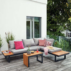 3-piece patio sofa set with cushioned back and side table for outdoor enjoyment