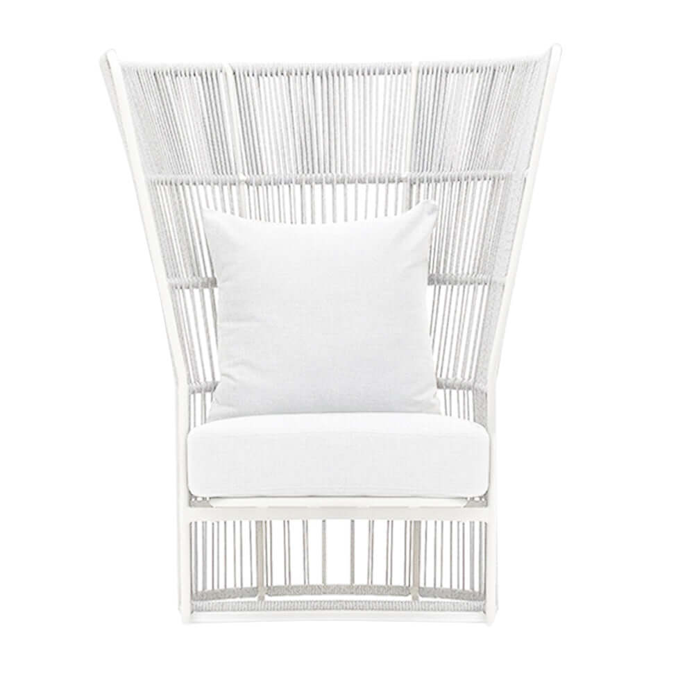 Stylish Midcentury Moden Style Wingback Chair Rattan with White Cushion Pillow Furniture